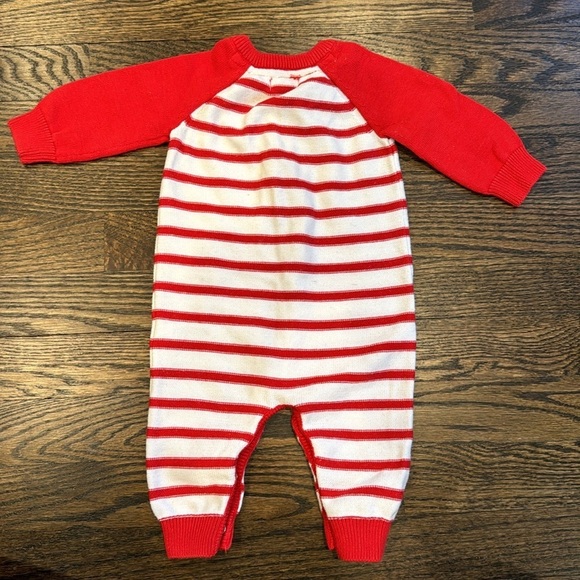 Cat & Jack red and white stripe sweater romper knit Valentine’s Day Valentine - Picture 5 of 5